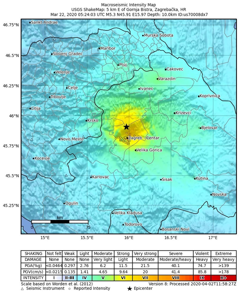 Earthquake damage in Zagreb